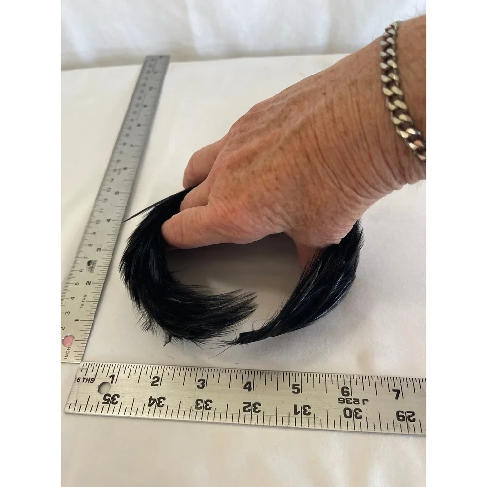 Vintage Black Feather Fascinator Headpiece Cocktail Hat Hair Accessory 5 Inch